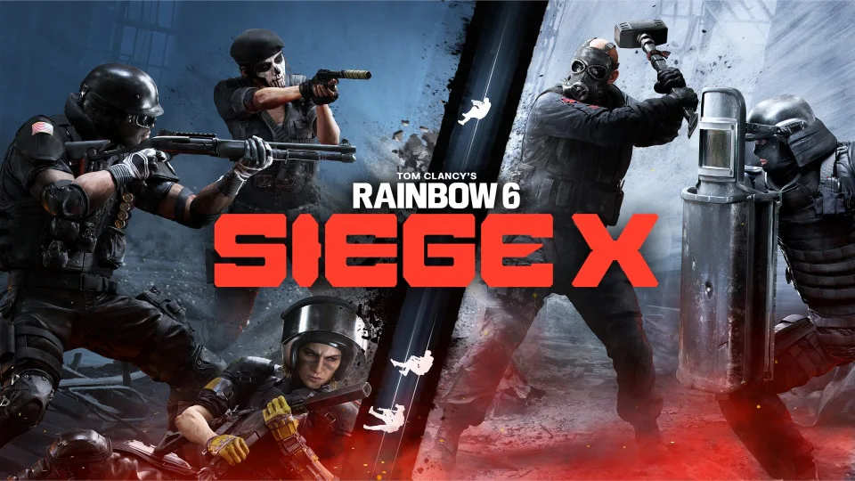 Official Rainbow Six Siege X promotional art with attacking and defending operators